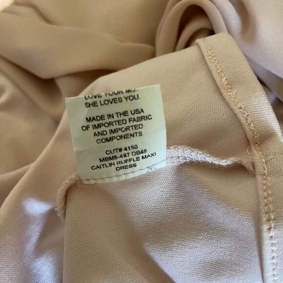 Show Me Your Mumu Caitlin Ruffle Maxi Dress Light Pink Blush Medium - Picture 9 of 10